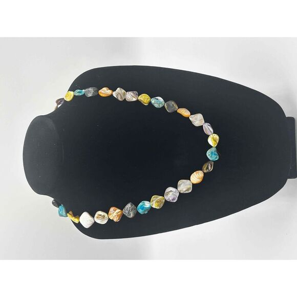 Jewelry - Multicolor Coin Pearl Beaded Necklace Irregular Shaped Beads Boho